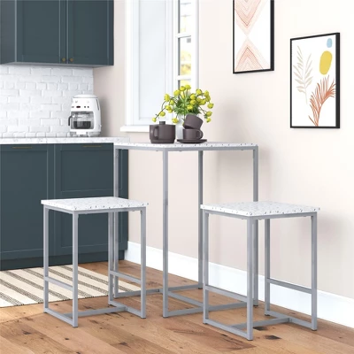 RealRooms Bungalow Bar Height 3-Piece Pub Table And Stools Set With Wood Tabletop And Metal Frame 1 RealRooms Bungalow Bar Height 3-Piece Pub Table And Stools Set With Wood Tabletop And Metal Frame