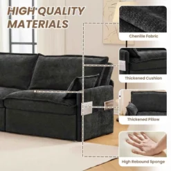 3-in-1 Corduroy Convertible Sofa Bed, 73'' Pull-Out Sleeper Couch With USB Ports And Side Pockets, Corduroy Couch With Pillows-Coolbibila -Baxton Studio Sale Shop GUEST cb1d30bc 8fd8 4524 807c 6124123ea937