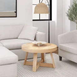 Plank+Beam Classic Solid Wood Round Coffee Table, 30" Farmhouse Table For Living Room -Baxton Studio Sale Shop GUEST cb70ba9a 50e2 4b98 bc96 56f716000f50