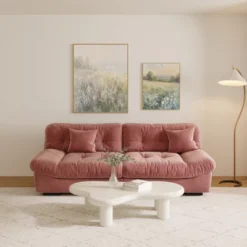 Cloud Modular Sectional Sofa,89inch Scrub Velvet Sofa Couch For Living Room,Curved Couch,Modern LoveSofa With 2 Pillows 3 Seater For Apartment -Baxton Studio Sale Shop GUEST cb73ff1d 8321 44d0 b61a 6d18e5d4de70