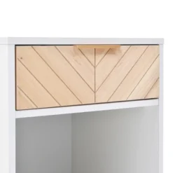 Nightstand With USB Charging Ports, End Table With 1 Drawer And Metal Legs, White+Natural Finish-ModernLuxe 14 Nightstand With USB Charging Ports, End Table With 1 Drawer And Metal Legs, White+Natural Finish-ModernLuxe -Baxton Studio Sale Shop GUEST cb906aae f0b1 459e a10a 9a2f14b91c62