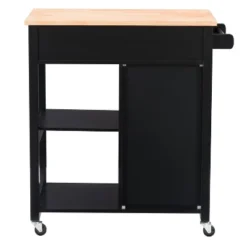 Sage Wood Kitchen Cart With Cupboard Black - CorLiving -Baxton Studio Sale Shop GUEST cb9aa259 3765 4d18 a4e7 7b151f471c81