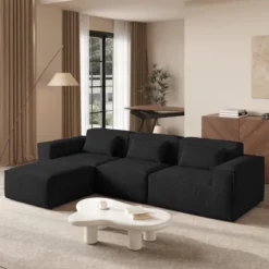 WJShome Modular Sectional Sofa Couch,118.62" L Shaped Cloud Couch With 1 Ottomans,Minimalist 4 Seater Convertible Sofa For Living Room