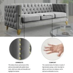 Living Room Modern Velvet Sofa With Button Tufted Square Arms And Metal Legs - ModernLuxe -Baxton Studio Sale Shop GUEST cbd3db51 8ceb 4c1d b6c2 d01e2424c230