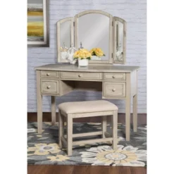 Sophie Vanity And Stool White Wash - Powell Company