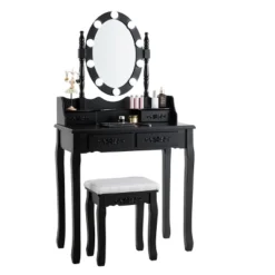 Tangkula Make-Up Vanity Table Dresser Set W/LED Light, Black Brown White 17 Tangkula Make-Up Vanity Table Dresser Set W/LED Light, Black Brown White -Baxton Studio Sale Shop GUEST cc219670 6ab4 465d 8d5b 27a8ec29af8b