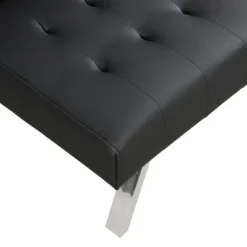 SKRAN Futon Sofa Bed With Wood Frame,stainless Leg For Small Space Living Room, Bedroom Office,Black PVC -Baxton Studio Sale Shop GUEST cc418c2e 30f0 4e44 8145 6843130da5c6