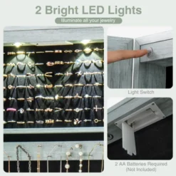 Tangkula Wall Or Door Mounted Jewelry Armoire With 47.5" Full Length Mirror Lockable Cabinet With 2 LED Lights 2 Drawers Over The Door Navy -Baxton Studio Sale Shop GUEST cc549abb b660 429d 877e 3ebcd4c36727