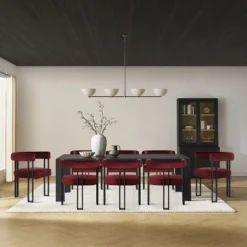 Set Of 8 Modern Velvet Dining Chairs, Upholstered Armchairs With Metal Legs, Contemporary Accent Chairs For Dining Room & Kitchen-Maison Boucle -Baxton Studio Sale Shop GUEST cc7bd669 0b55 4c03 b8c3 b49b54a096db