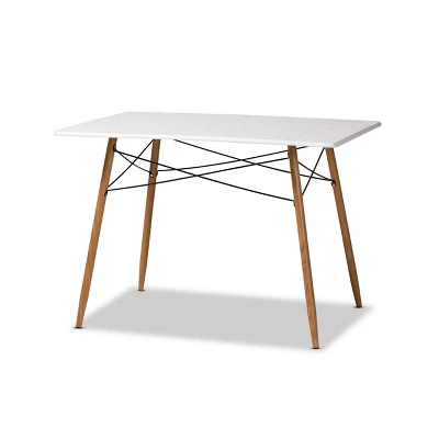 5pc Wayne White And Walnut Metal Dining Set Gray - Baxton Studio 1 5pc Wayne White And Walnut Metal Dining Set Gray - Baxton Studio