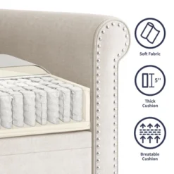 Mjkone 2 Piece Living Room Sofa Set With Rivet Design,Linen Fabric W76''3-Seater Sofa Couch With W53''Loveseat Sofa -Baxton Studio Sale Shop GUEST cd319731 0fe8 4a34 83bc 05e560c382c2