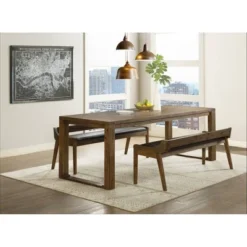 3pc Rasmus Dining Set Chestnut Wire Brush Finish - Boraam
