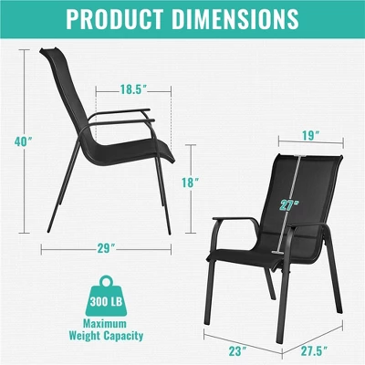 Yaheetech Set Of 2 Outdoor Texteline Stackable Dining Chairs With Backrest/ Armrests For Garden, Lawn, Porch, Backyard Pool 2 Yaheetech Set Of 2 Outdoor Texteline Stackable Dining Chairs With Backrest/ Armrests For Garden, Lawn, Porch, Backyard Pool - Image 2