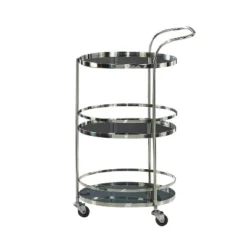 Contemporary Stainless Steel And Smoke Glass Bar Cart Silver - Olivia & May -Baxton Studio Sale Shop GUEST ce0c786e 85f7 47e7 8b36 23915775fe14
