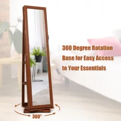 Costway 360degree Rotatable Jewelry Cabinet 2-in-1 Lockable Mirrored Organizer -Baxton Studio Sale Shop GUEST ce4607be a022 4af4 90eb cdfa2f889c2c