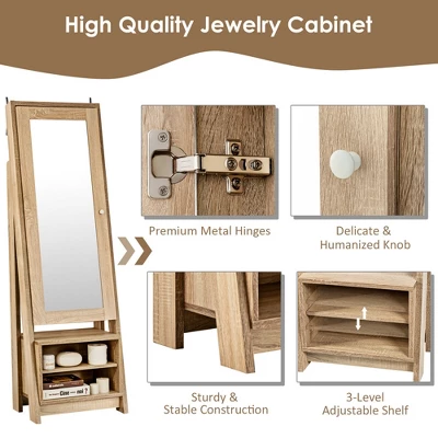 Costway Jewelry Cabinet Large Full Length Armoire 2-in-1 Stand Mirror Organizer 9 Costway Jewelry Cabinet Large Full Length Armoire 2-in-1 Stand Mirror Organizer - Image 9