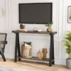 Farmhouse Entryway Table, Narrow Sofa Table With Open Storage Shelf, Metal Frame Skinny Console Table With V-Shaped Leg Design