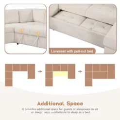 108" Pull-Out Sleeper Sofa Couches, Upholstered Modular Sectional Sofa With USB And Type-C Interfaces-ModernLuxe -Baxton Studio Sale Shop GUEST ceb56308 b0df 4f80 96d6 58a0635868f3