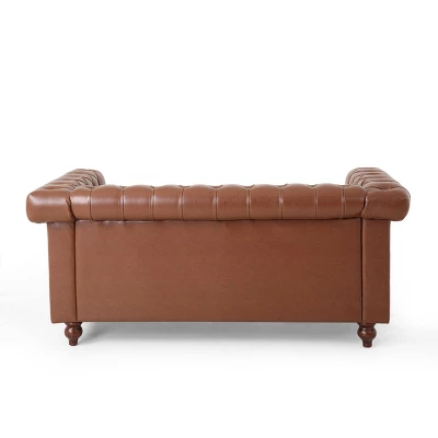 Brinkhaven Contemporary Button Tufted Loveseat With Nailhead Trim - Christopher Knight Home 3 Brinkhaven Contemporary Button Tufted Loveseat With Nailhead Trim - Christopher Knight Home - Image 3