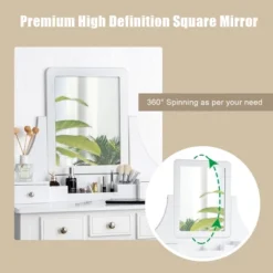 Tangkula Rotatable Mirror Vanity Set Makeup Dressing Table And Stool W/ 5 Drawers 10 Tangkula Rotatable Mirror Vanity Set Makeup Dressing Table And Stool W/ 5 Drawers -Baxton Studio Sale Shop GUEST cf5684dc 52b6 403f b856 c4fba609b909