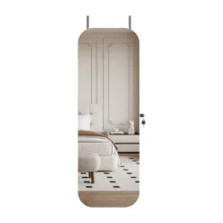 Maliang Standing Jewelry Cabinet Armoire With Full Length Mirror, Lockable, White