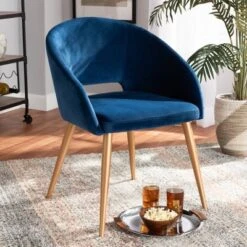 Vianne Velvet Upholstered Metal Dining Chair Navy Blue/Gold - Baxton Studio -Baxton Studio Sale Shop GUEST cff0cdb2 3ea8 43a2 9680 411650a50461