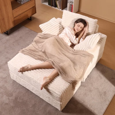 Oversized Chaise Lounge Chair, Upholstered Sleeper Sofa Bed With Storage Ottoman & 3 Pillows, Single Sofa Couch For Living Room Bedroom 8 Oversized Chaise Lounge Chair, Upholstered Sleeper Sofa Bed With Storage Ottoman & 3 Pillows, Single Sofa Couch For Living Room Bedroom - Image 8