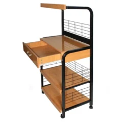 Better Home Products Kristi Metal Frame Microwave Stand With Storage In Black -Baxton Studio Sale Shop GUEST d0abf9ca d644 4d15 8fc2 f8f3e32c59ef