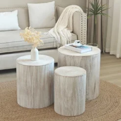 3-Piece Round Nesting Coffee Table Set,Modern Drum End Tables,Wooden Accent Side Tables For Living Room-Baofuwish 16 3-Piece Round Nesting Coffee Table Set,Modern Drum End Tables,Wooden Accent Side Tables For Living Room-Baofuwish -Baxton Studio Sale Shop GUEST d0f3f37c 887f 4396 8a33 9d2bf31e13d6