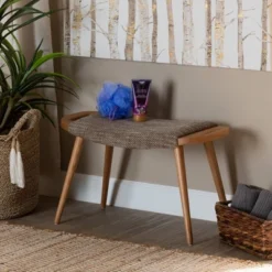Banner Fabric Upholstered And Wood Accent Bench - Light Brown/Oak Brown - Baxton Studio 12 Banner Fabric Upholstered And Wood Accent Bench - Light Brown/Oak Brown - Baxton Studio -Baxton Studio Sale Shop GUEST d10a1a24 d849 4f51 ac44 4dbf28ffbbf1
