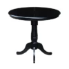 36" Round Top Pedestal Counter Height 12" Drop Leaf Dining Table Black - International Concepts