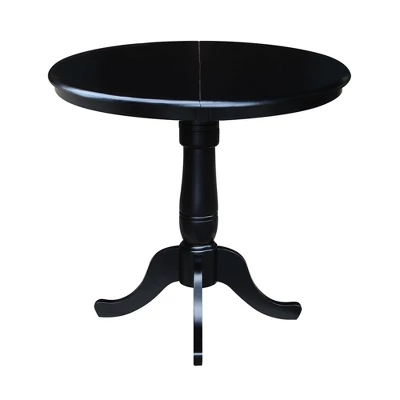 36" Round Top Pedestal Counter Height 12" Drop Leaf Dining Table Black - International Concepts 1 36" Round Top Pedestal Counter Height 12" Drop Leaf Dining Table Black - International Concepts