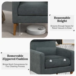 Costway Accent Arm Chair Modern Lint Fabric Sofa Chair W/Solid Wood Legs For Living Room -Baxton Studio Sale Shop GUEST d17c105d 39bc 42d3 8259 21cc9e897245