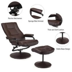 Costway Recliner Chair Swivel PU Leather Lounge Accent Armchair W/ Ottoman Brown -Baxton Studio Sale Shop GUEST d190a724 1fe9 4f7c bb19 cf6a03a84246