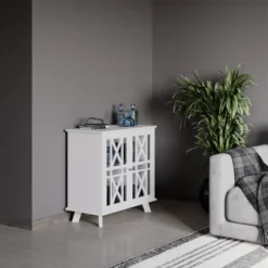 Buffet Cabinet With X-Pattern Doors – Entryway Table With Glass Display Cabinet For Kitchen, Bathroom Or Living Room Storage By Lavish Home (White) 12 Buffet Cabinet With X-Pattern Doors – Entryway Table With Glass Display Cabinet For Kitchen, Bathroom Or Living Room Storage By Lavish Home (White) -Baxton Studio Sale Shop GUEST d1966cc0 d1c7 4770 b065 a7ed5f1c8175