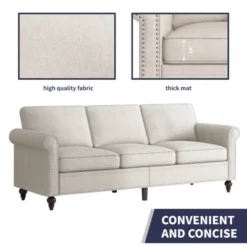 Mjkone 2 Piece Living Room Sofa Set With Rivet Design,Linen Fabric W76''3-Seater Sofa Couch With W53''Loveseat Sofa -Baxton Studio Sale Shop GUEST d1c26626 f640 4bd8 903f 24f7ed1c8f0f