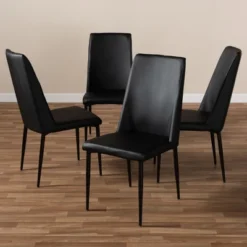 Set Of 4 Chandelle Modern And Contemporary Faux Leather Upholstered Dining Chairs - Baxton Studio -Baxton Studio Sale Shop GUEST d1c7cbeb 6b35 4eb4 ba05 f9348ca5da82