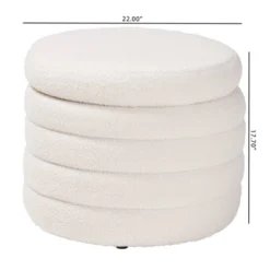 Tabitha Boucle Upholstered Storage Ottoman Ivory - Baxton Studio: Contemporary Round, No Assembly Required -Baxton Studio Sale Shop GUEST d213f794 86dc 458c b029 fbe150b0bbb8