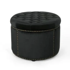 Tiernan Glam Velvet Tufted Ottoman - Christopher Knight Home -Baxton Studio Sale Shop GUEST d27f416e 8073 4278 9481 11a3f8e6c486