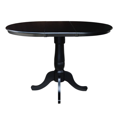 36" Round Top Pedestal Counter Height 12" Drop Leaf Dining Table Black - International Concepts 4 36" Round Top Pedestal Counter Height 12" Drop Leaf Dining Table Black - International Concepts - Image 4