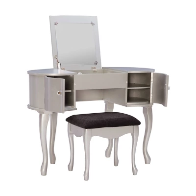 Paloma Vanity Set Silver - Linon 2 Paloma Vanity Set Silver - Linon - Image 2