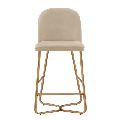 2pk 24" Karianne Linen Upholstered Counter Height Barstools Beige - Inspire Q 4 2pk 24" Karianne Linen Upholstered Counter Height Barstools Beige - Inspire Q - Image 4