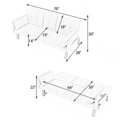 70" Convertible Sofa Bed,Foldable Cotton Linen Couch With Cup Holder And Side Storage,Sleeper Sofa For Living Room Or Apartment-Baofuwish -Baxton Studio Sale Shop GUEST d3940e01 5a62 4aeb b99a ef7d91527a8d