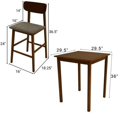 Zenvida Mid Century Counter Height Dining Table Set, Square Solid Wood Table And Chairs 2 Zenvida Mid Century Counter Height Dining Table Set, Square Solid Wood Table And Chairs - Image 2