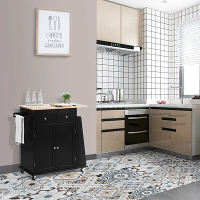 Costway Rolling Kitchen Island Utility Trolley Cabinet Storage Spice Towel Rack 2 Costway Rolling Kitchen Island Utility Trolley Cabinet Storage Spice Towel Rack - Image 2