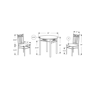 Dining Table Set - Cappuccino/Silver (Set Of 3) - EveryRoom 3 Dining Table Set - Cappuccino/Silver (Set Of 3) - EveryRoom - Image 3