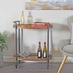 Modern Traditional Metal And Glass Bar Cart Brass - Olivia & May
