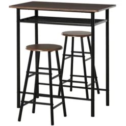 HOMCOM 3 Piece Counter Height Bar Table And Chairs Set, Space Saving Dining Table With 2 Matching Stools, Storage Shelf Metal Frame Footrest 15 HOMCOM 3 Piece Counter Height Bar Table And Chairs Set, Space Saving Dining Table With 2 Matching Stools, Storage Shelf Metal Frame Footrest -Baxton Studio Sale Shop GUEST d428ca5c bd95 4bd0 8919 f88ae38342a8