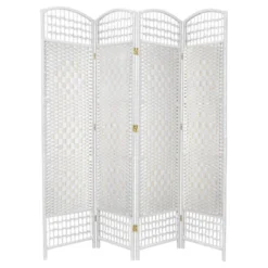 5 1/2 Ft. Tall Fiber Weave Room Divider 4 Panels - Oriental Furniture