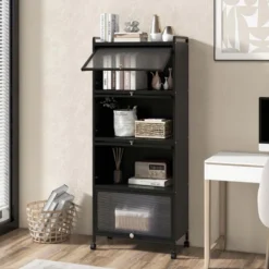 Costway 5-Tier Kitchen Baker's Rack Storage Cabinet Mobile Microwave Stand Flip-up Doors -Baxton Studio Sale Shop GUEST d487ac42 0bc1 476b 9b64 7583cb69f83f